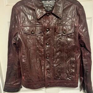 John Varvatos Deep Red Leather Jacket